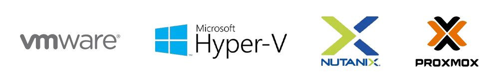 Kombination von Logos für Veeam, Hyper-V, Nutanix und X.